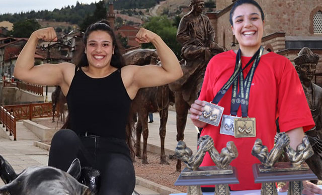 Mevsimlik işçi Gülistan, bilek güreşinde Türkiye şampiyonu oldu