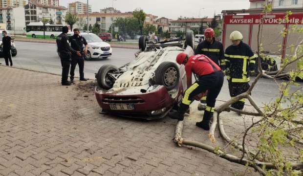 Otomobil ters döndü: 1 Yaralı