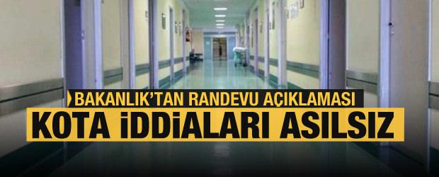 Sağlık Bakanlığı'ndan hastane randevusu açıklaması: Kota iddiaları asılsız