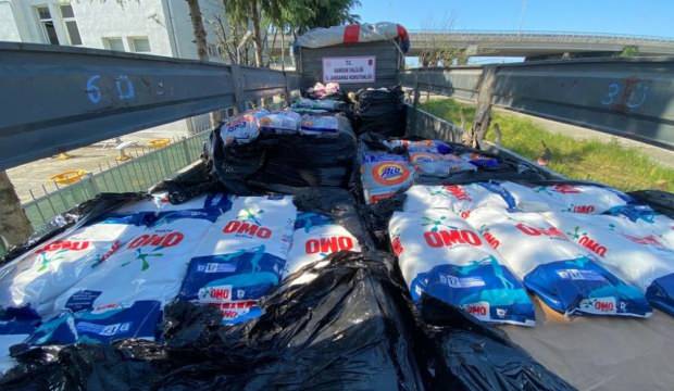 Samsun'da 11 ton faturasız taklit temizlik malzemesi ele geçirildi